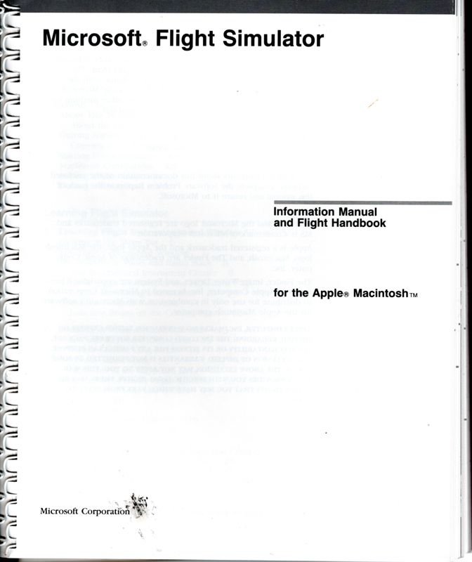 Manual for Microsoft Flight Simulator (Macintosh): Front