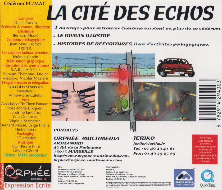 Other for La Cité des Echos (Macintosh and Windows): Jewel Case - Back