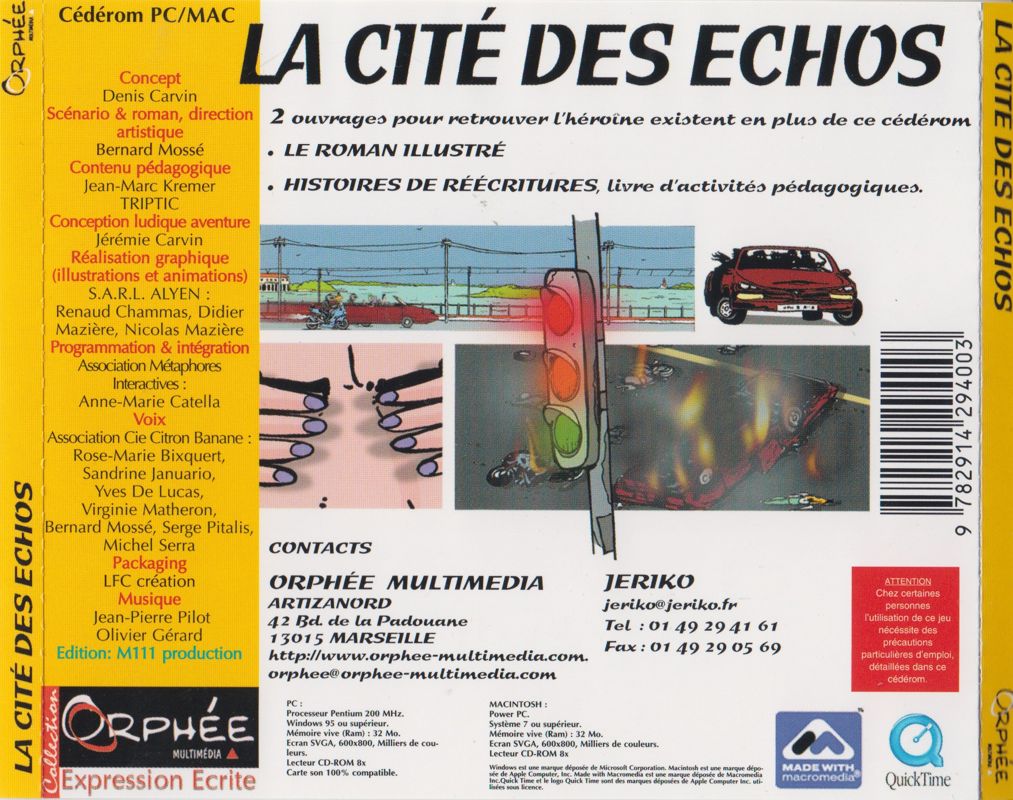 Other for La Cité des Echos (Macintosh and Windows): Jewel Case - Full Back Cover