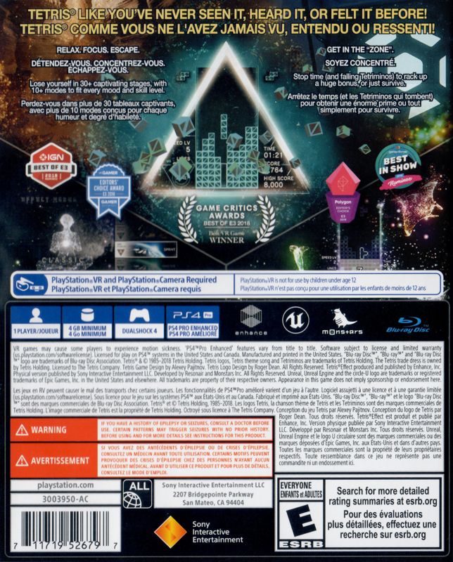 Back Cover for Tetris Effect (PlayStation 4)