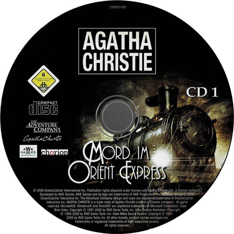 Media for Agatha Christie: Murder on the Orient Express (Windows): Disc 1