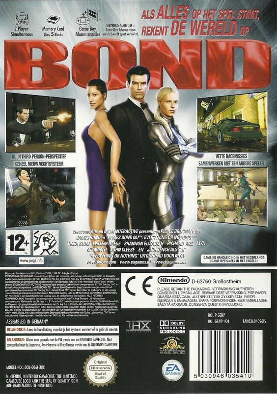 Back Cover for 007: Everything or Nothing (GameCube)