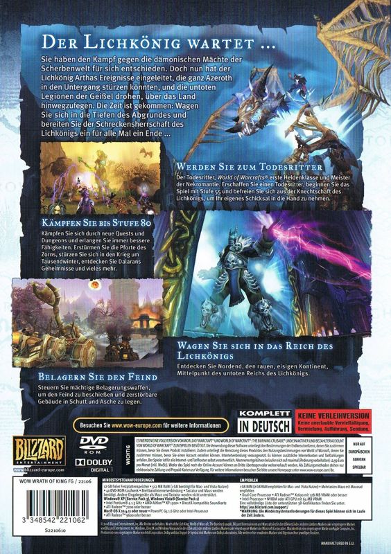 Other for World of WarCraft: Wrath of the Lich King (Macintosh and Windows): Keep Case - Back