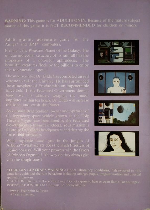 Back Cover for Planet of Lust (DOS)