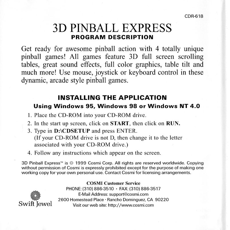 3D Pinball Express cover or packaging material MobyGames