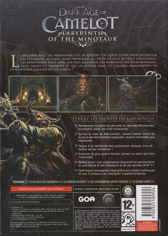Back Cover for Dark Age of Camelot: Labyrinth of the Minotaur (Windows)