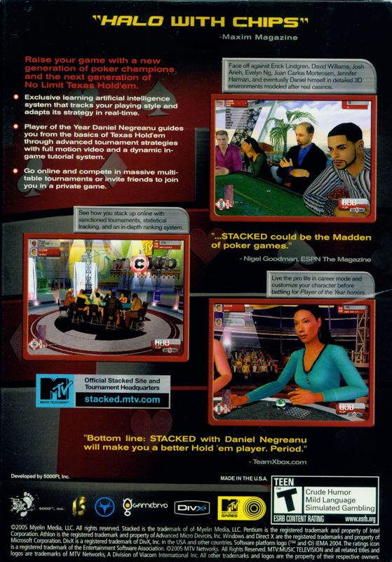 Back Cover for Stacked with Daniel Negreanu (Windows)