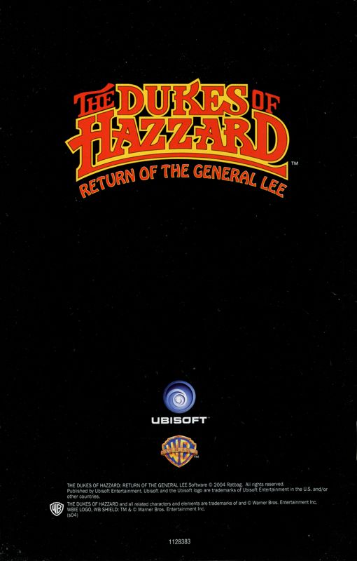 Manual for The Dukes of Hazzard: Return of the General Lee (Xbox): Back