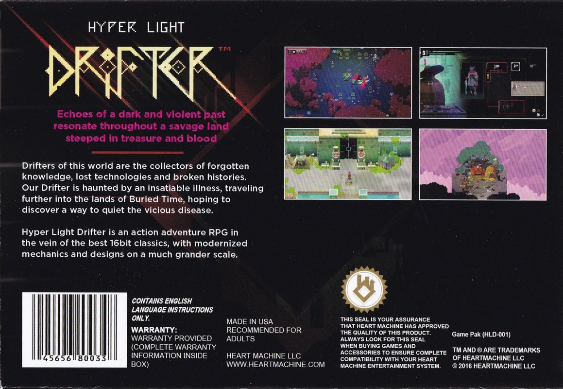 Back Cover for Hyper Light Drifter (Collector's Edition) (Linux and Macintosh and PlayStation 4 and Windows and Xbox One)