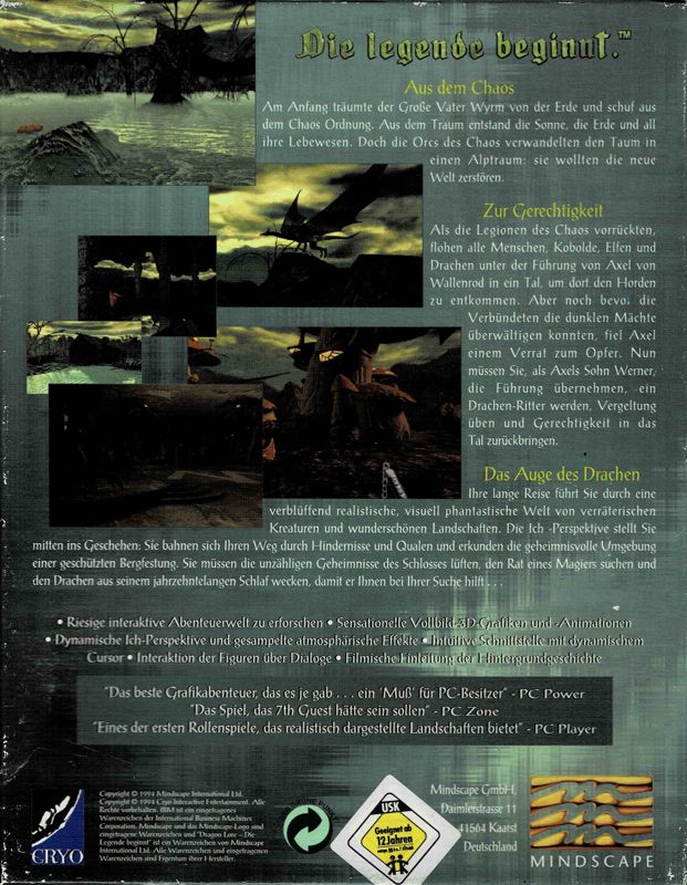 Back Cover for Dragon Lore: The Legend Begins (DOS)