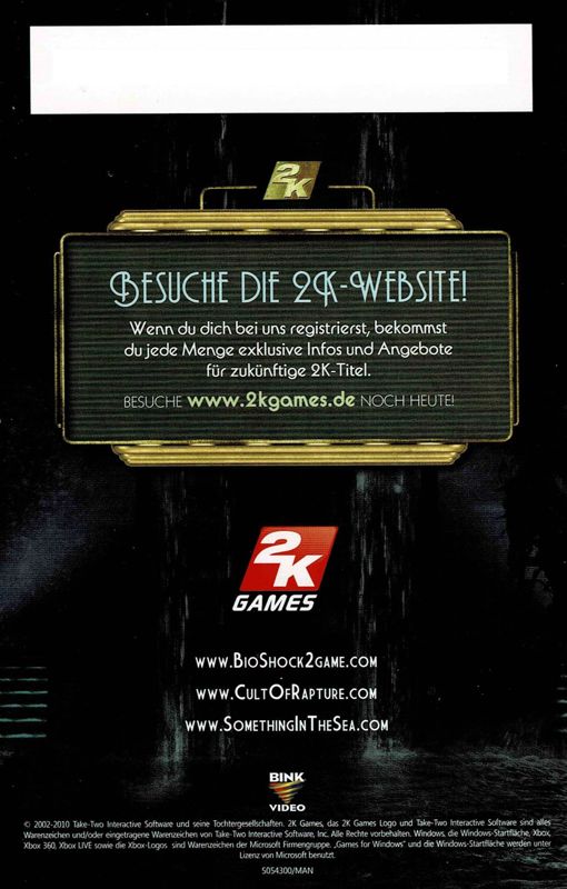 Manual for BioShock 2 (Rapture Edition) (Windows): Back