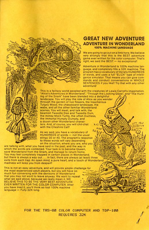 Front Cover for Adventure in Wonderland (TRS-80 CoCo)
