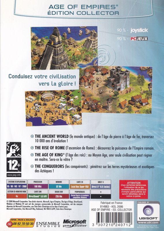 Back Cover for Age of Empires: Collector's Edition (Windows) (Ubisoft eXclusive release (2006))