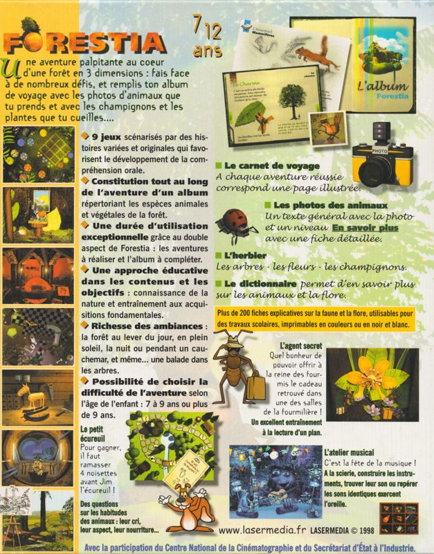 Back Cover for Forestia (Macintosh and Windows) (Les Cédéroms des Enfants Heureux release)