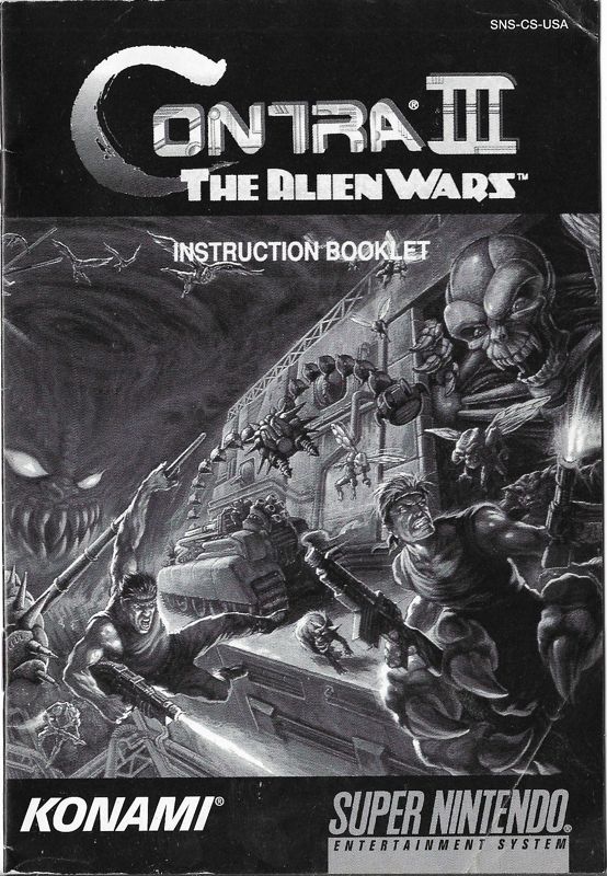 Manual for Contra III: The Alien Wars (SNES): Front