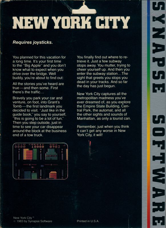 Back Cover for N.Y.C.: The Big Apple / Air Support (Commodore 64)