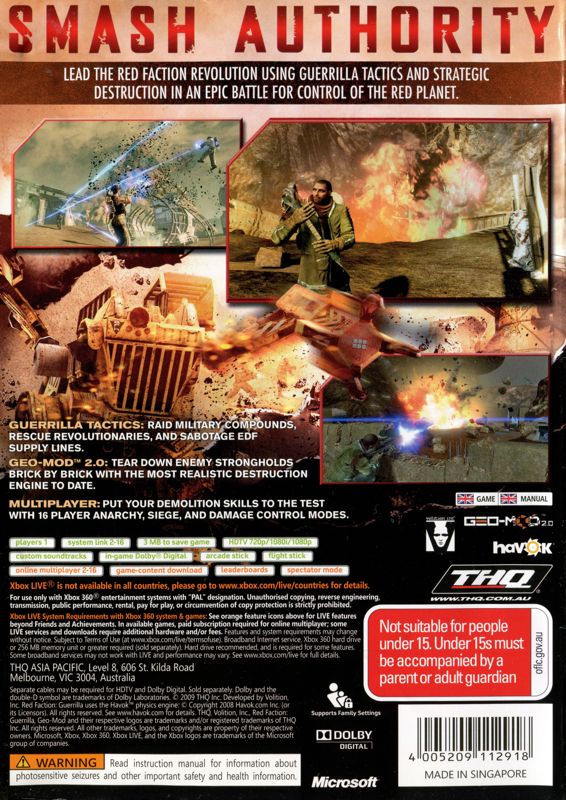 Red Faction: Guerrilla cover or packaging material - MobyGames