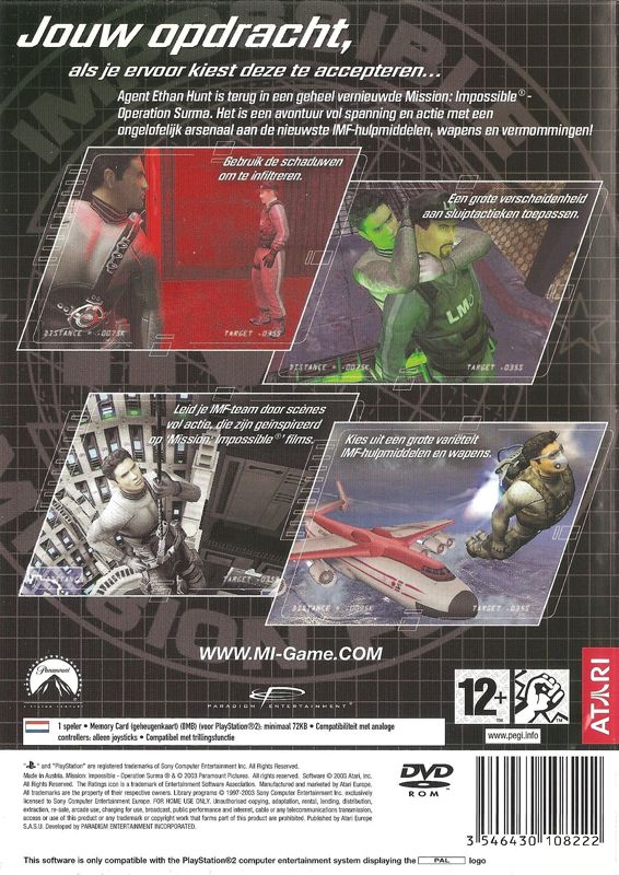Back Cover for Mission: Impossible - Operation Surma (PlayStation 2)
