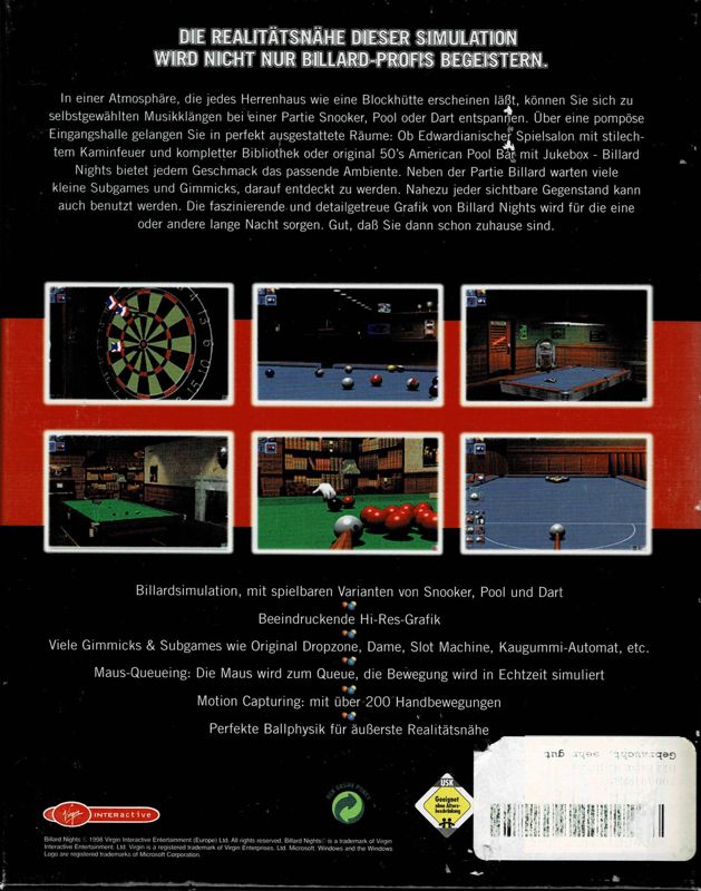 Back Cover for Jimmy White's 2: Cueball (Windows)