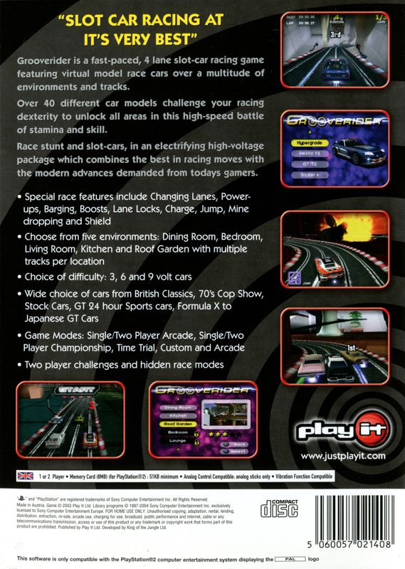 Back Cover for GrooveRider: Slot Car Thunder (PlayStation 2)