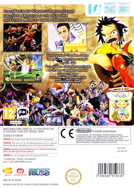 Back Cover for One Piece: Unlimited Cruise 2 - Awakening of a Hero (Wii)