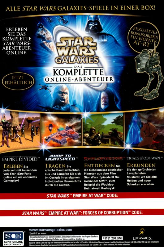 Manual for Star Wars: Empire at War - Gold Pack (Windows): Back