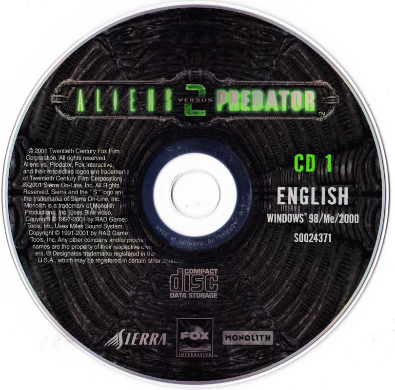 Media for Aliens Versus Predator 2 (Windows): Disc 1
