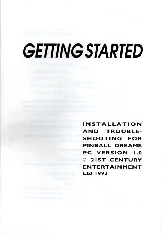 Pinball Dreams cover or packaging material MobyGames