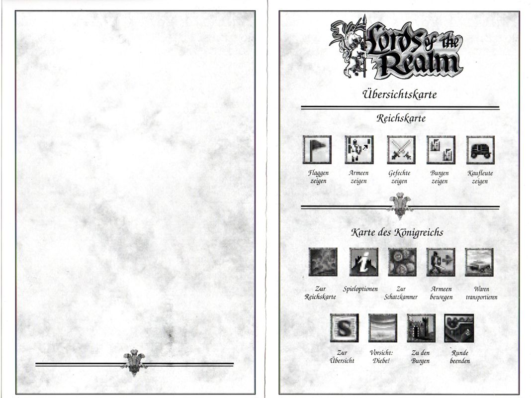 Reference Card for Lords of the Realm (DOS): Front