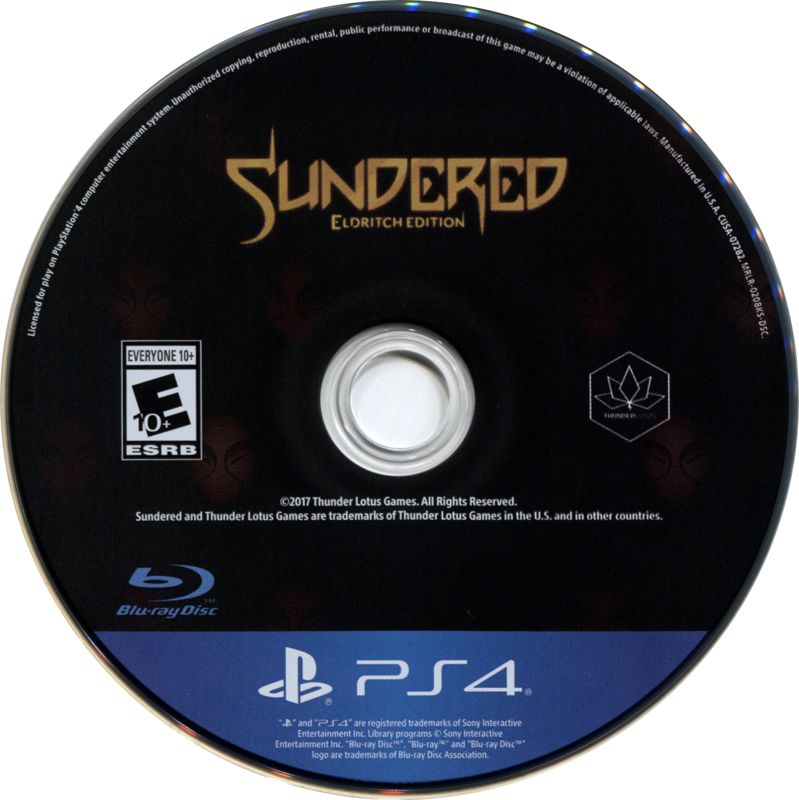 Media for Sundered: Eldritch Edition (Linux and Macintosh and PlayStation 4 and Windows) (Kickstarter box): PS4 disc