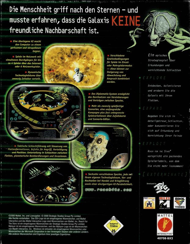 Back Cover for Reach for the Stars (Windows)