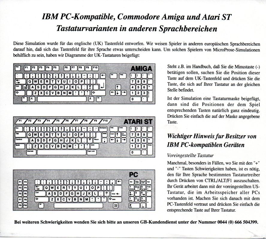 Extras for Fleet Defender (DOS): Keyboard Layout