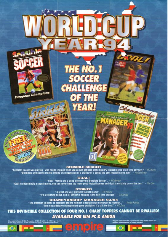 Advertisement for Empire Soccer 94 (DOS): Front