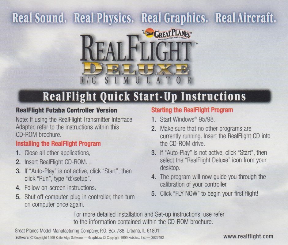 Other for Real Flight R/C Simulator Deluxe (Windows) (Version 1-20-71/111): Jewel Case - Back