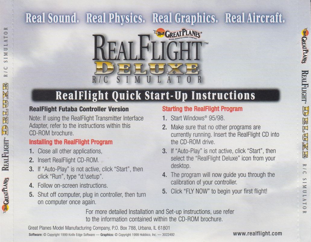 Other for Real Flight R/C Simulator Deluxe (Windows) (Version 1-20-71/111): Jewel Case - Full Back Cover