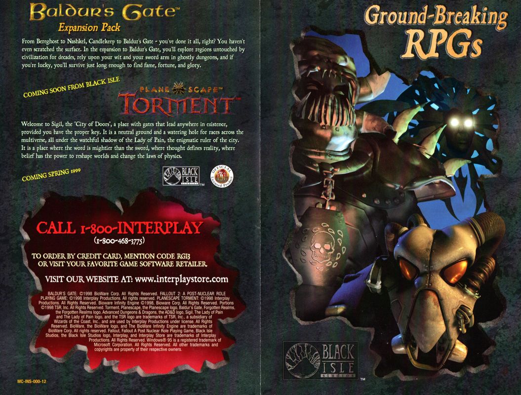 Advertisement for Baldur's Gate (Windows) (CD-ROM version): Back