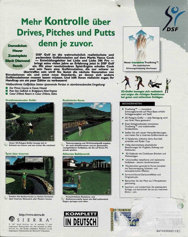 Back Cover for Front Page Sports: Golf (Windows)