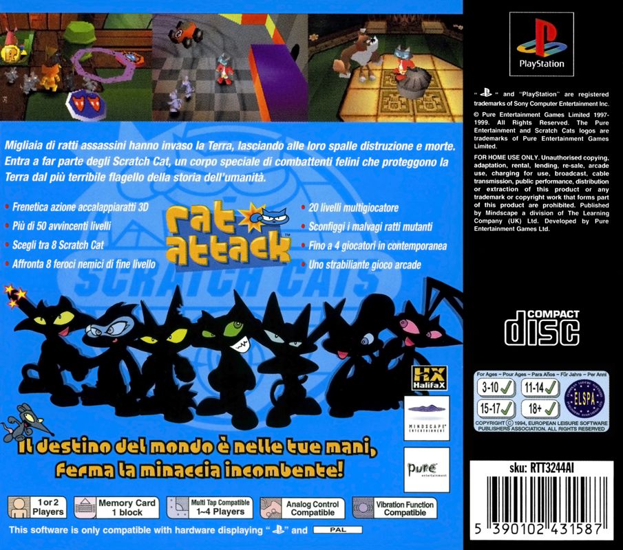 Back Cover for Rat Attack! (PlayStation)