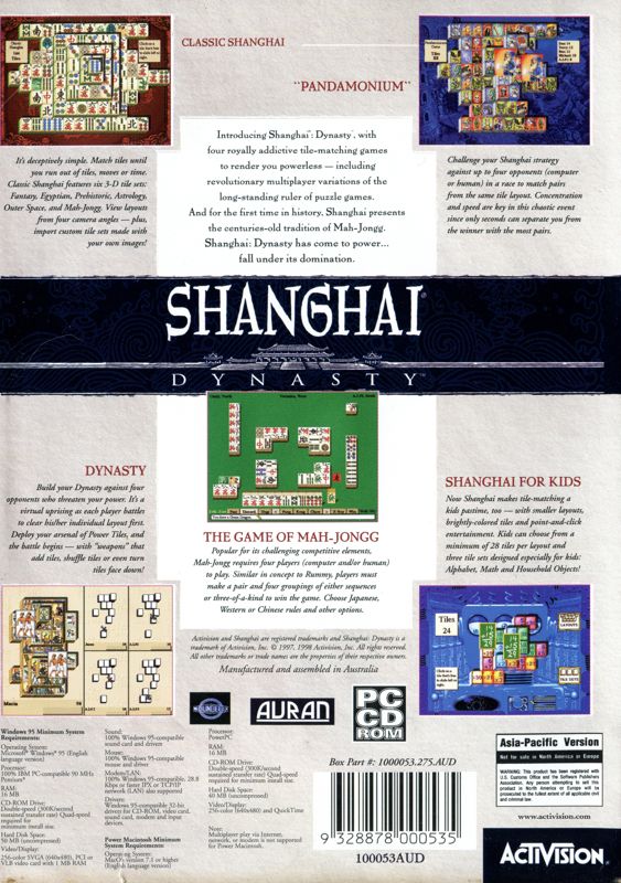 Back Cover for Shanghai: Dynasty (Windows)
