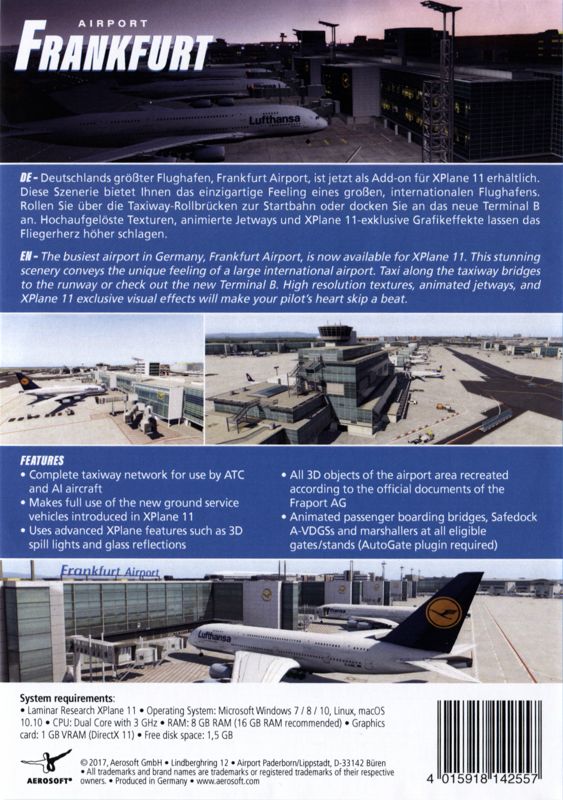 Back Cover for X-Plane 11: Airport Frankfurt (Linux and Macintosh and Windows)