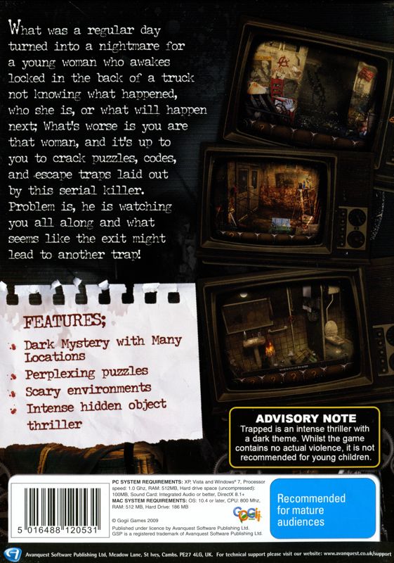 Back Cover for Trapped: The Abduction (Windows)