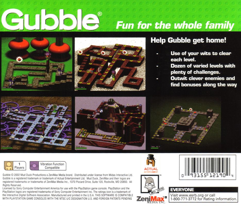 Back Cover for Gubble (PlayStation)