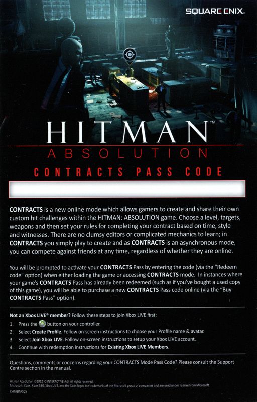 Extras for Hitman: Absolution (Xbox 360): DLC flyer - front
