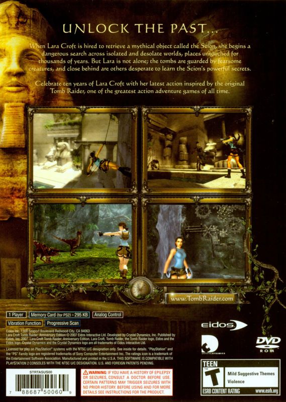 Back Cover for Lara Croft: Tomb Raider - Anniversary (PlayStation 2)