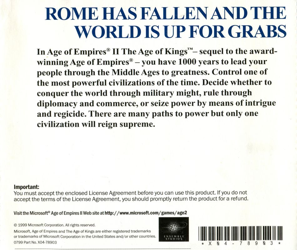 Back Cover for Age of Empires II: The Age of Kings (Windows)