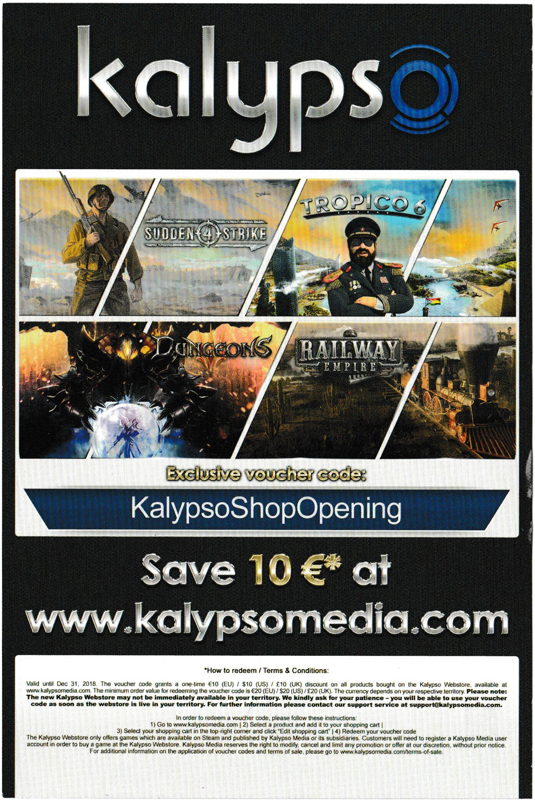 Advertisement for Dungeons III (Linux and Macintosh and Windows): Kalypso Online Store Pamphlet - Back