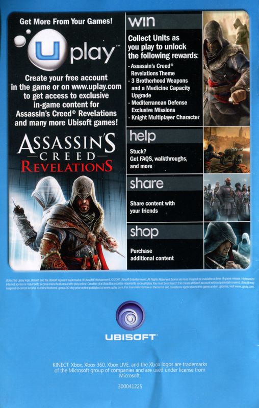 Manual for Assassin's Creed: Revelations (Xbox 360) (Bundled release): Back