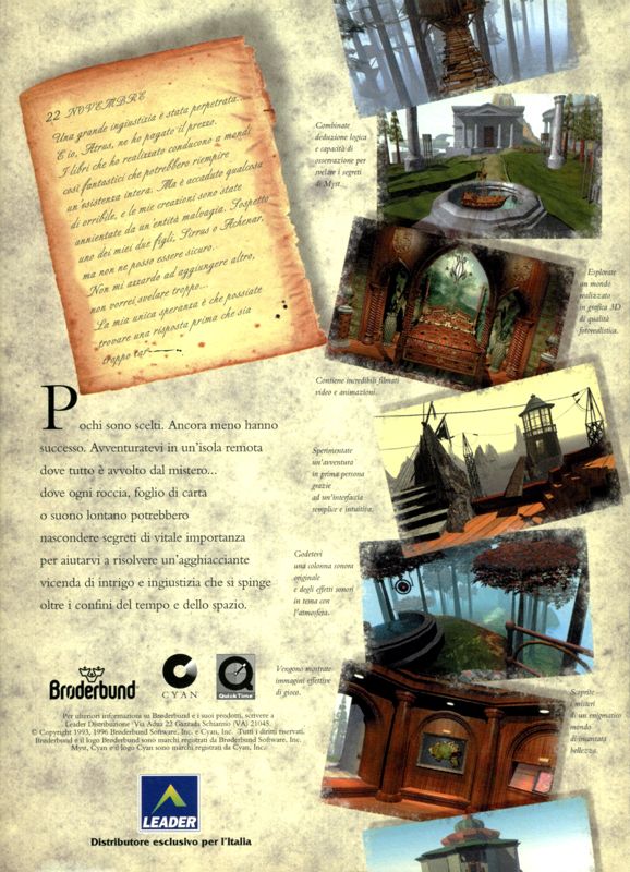 Back Cover for Myst (Windows and Windows 3.x)