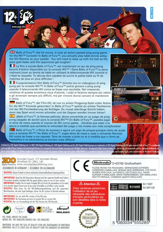 Back Cover for Balls of Fury (Wii)