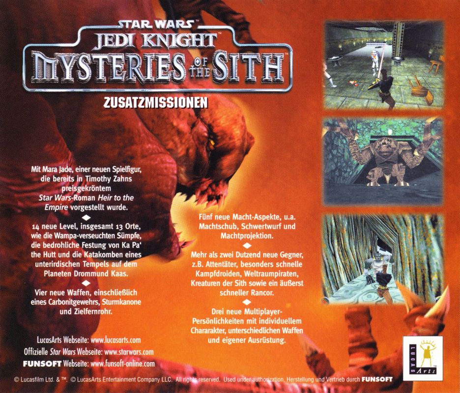 Other for Star Wars: Jedi Knight - Mysteries of the Sith (Windows): Jewel Case - Back